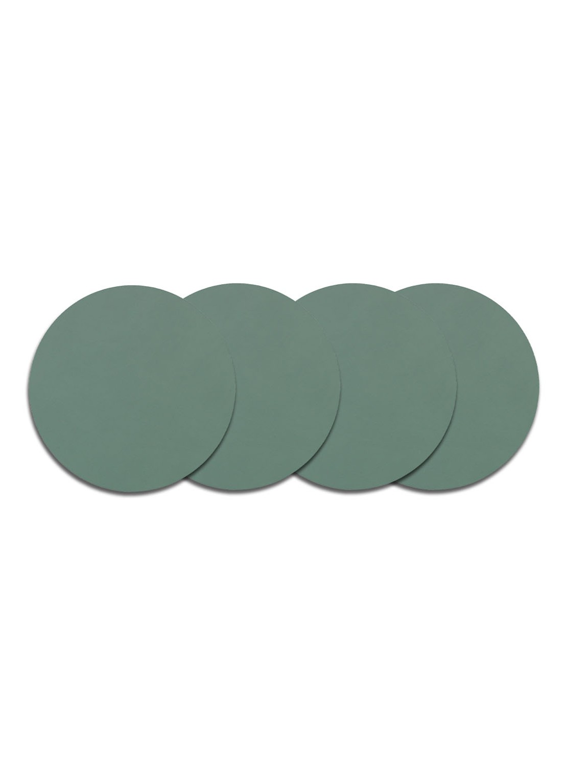 LIND DNA Glass Mat Circle onderzetter van leer set van 4 - voorkant 2 zeegroen