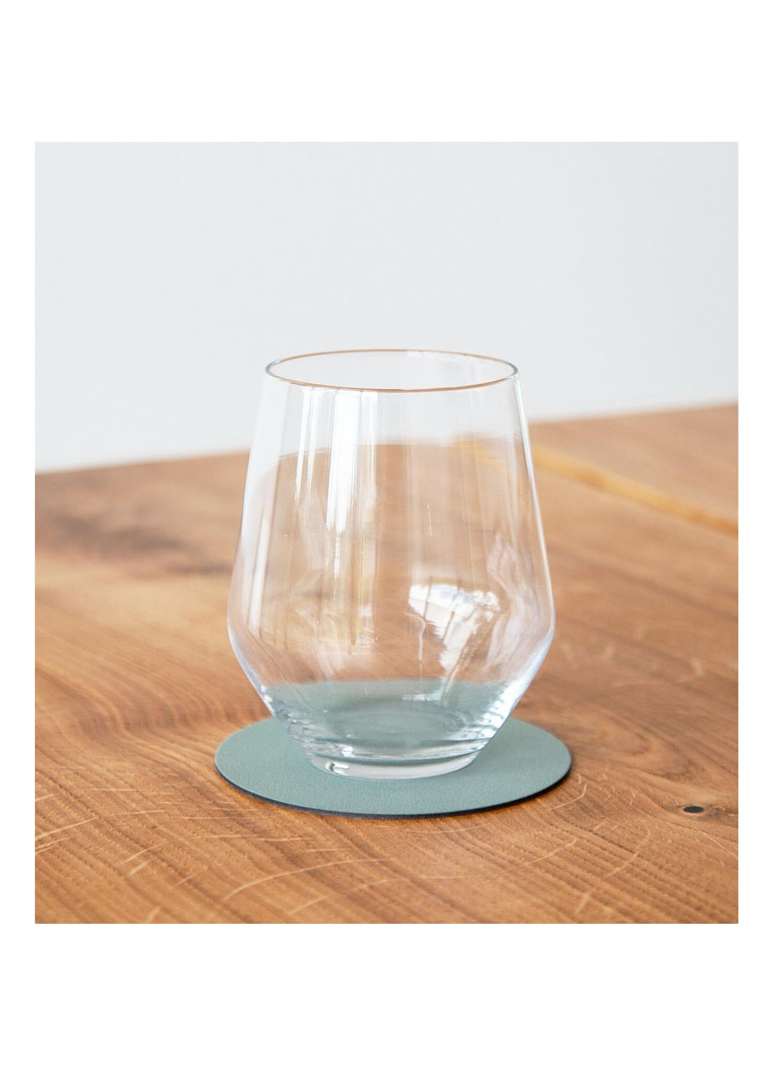 LIND DNA Glass Mat Circle onderzetter van leer set van 4 - voorkant 3 zeegroen