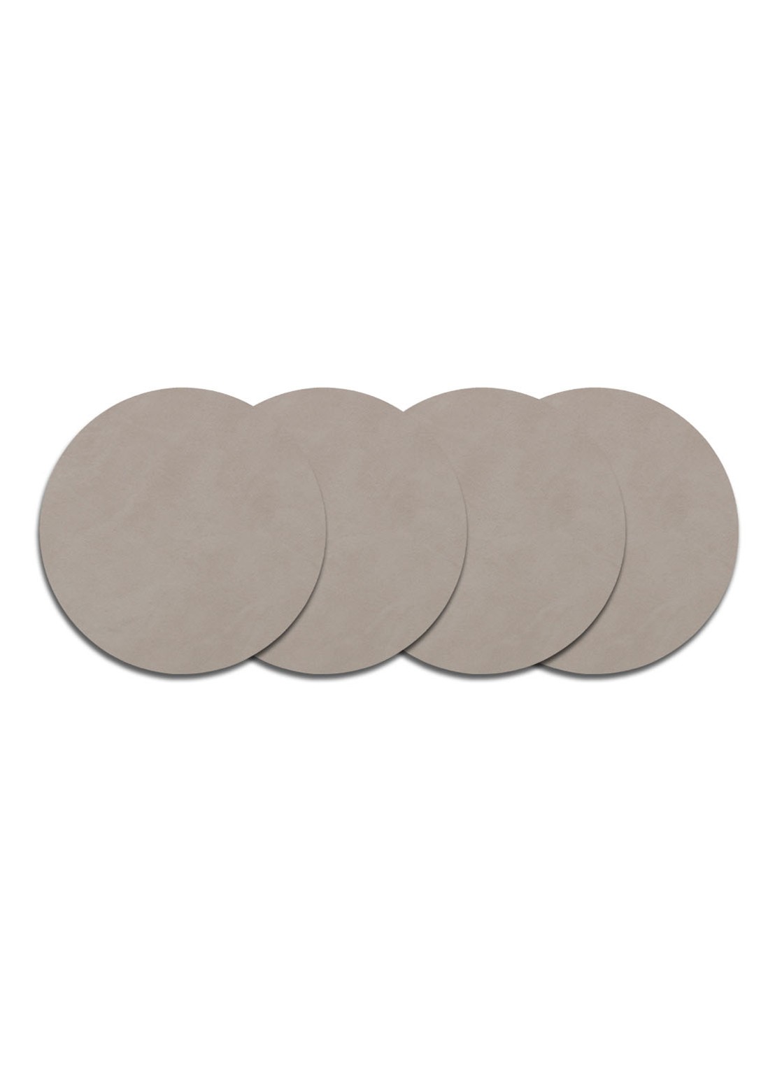 LIND DNA Glass Mat Circle onderzetter van leer set van 4 - voorkant grijs