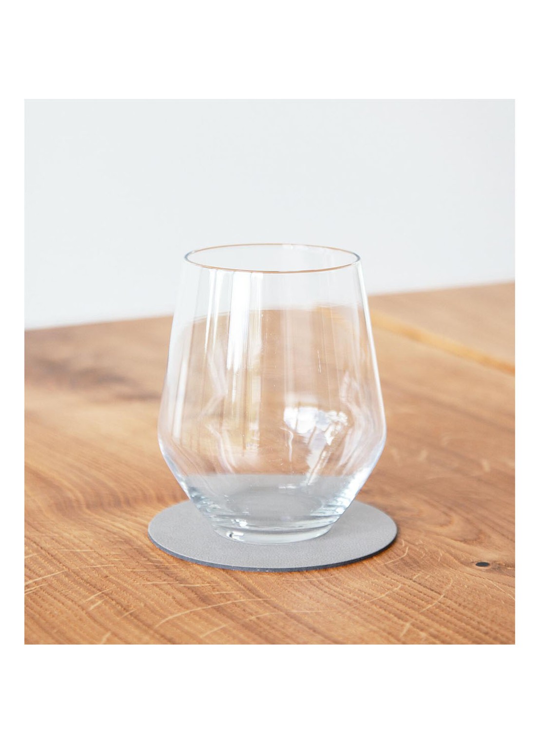 LIND DNA Glass Mat Circle onderzetter van leer set van 4 - voorkant 2 grijs