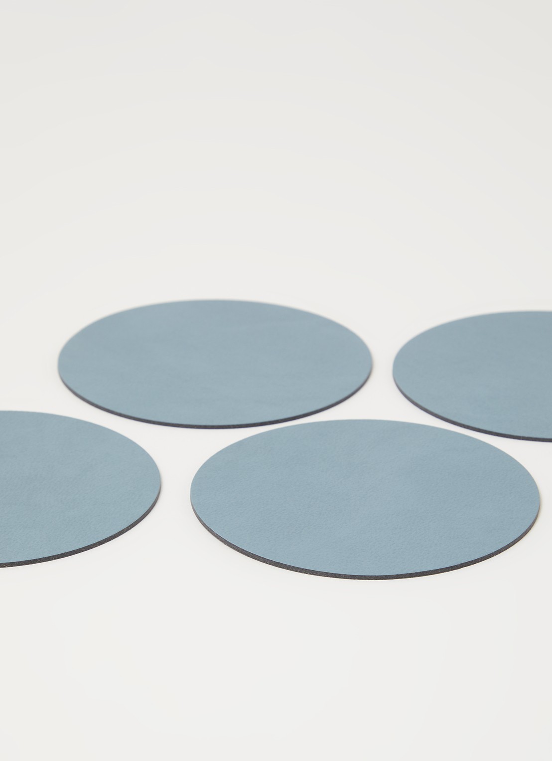 LIND DNA Glass Mat Circle onderzetter van leer set van 4 - detail 3 blauw