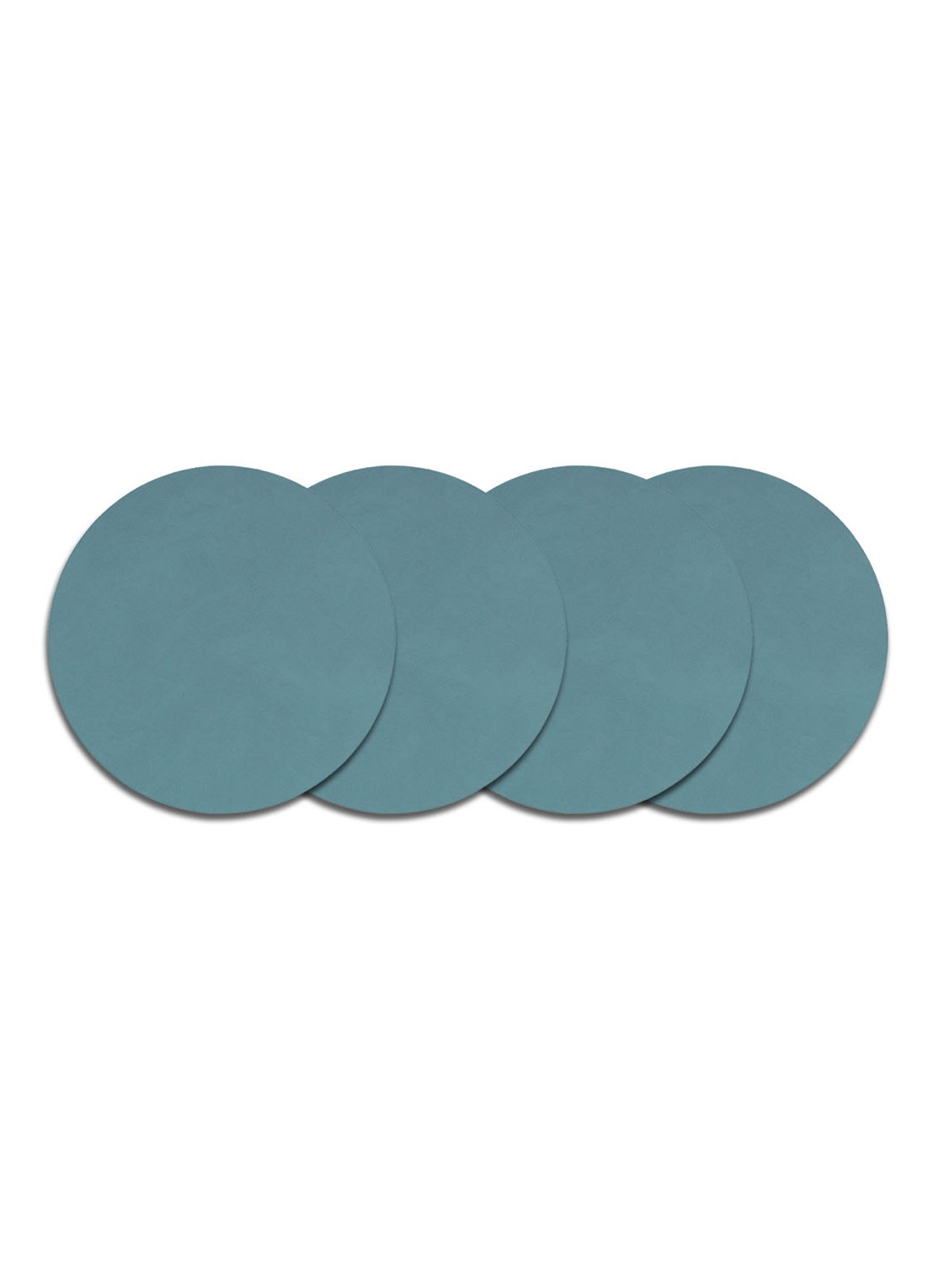 LIND DNA Glass Mat Circle onderzetter van leer set van 4 - voorkant blauw