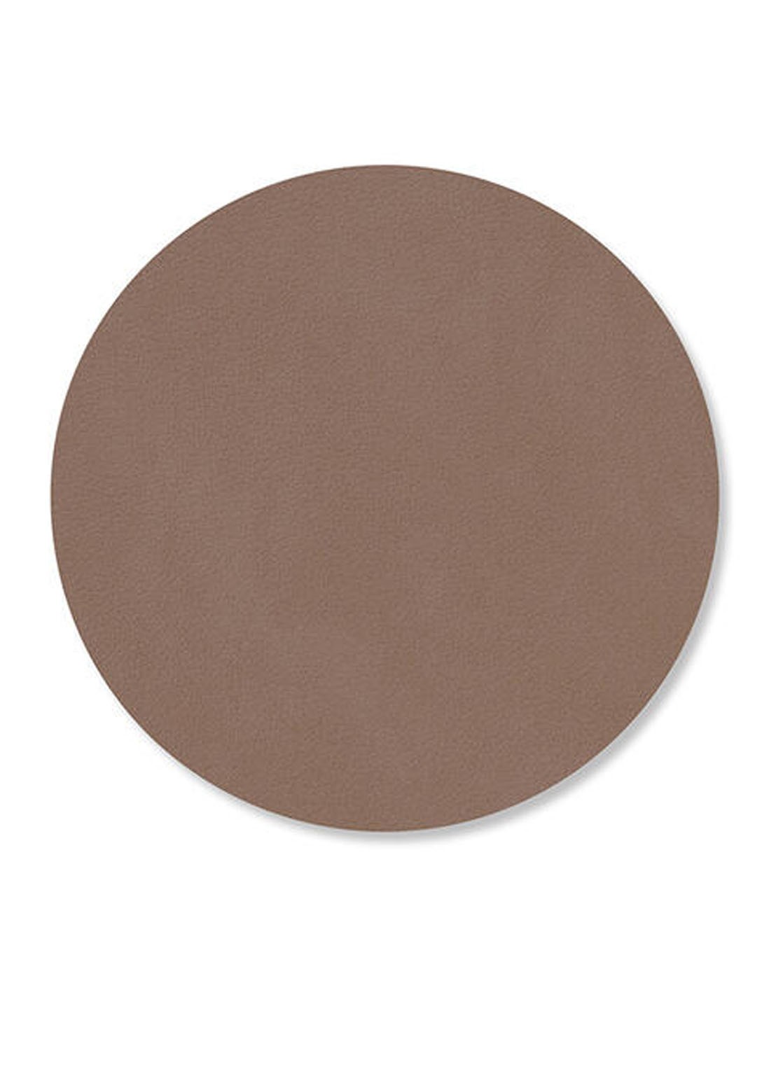 LIND DNA Nupo onderzetter van leer  - voorkant 2 taupe