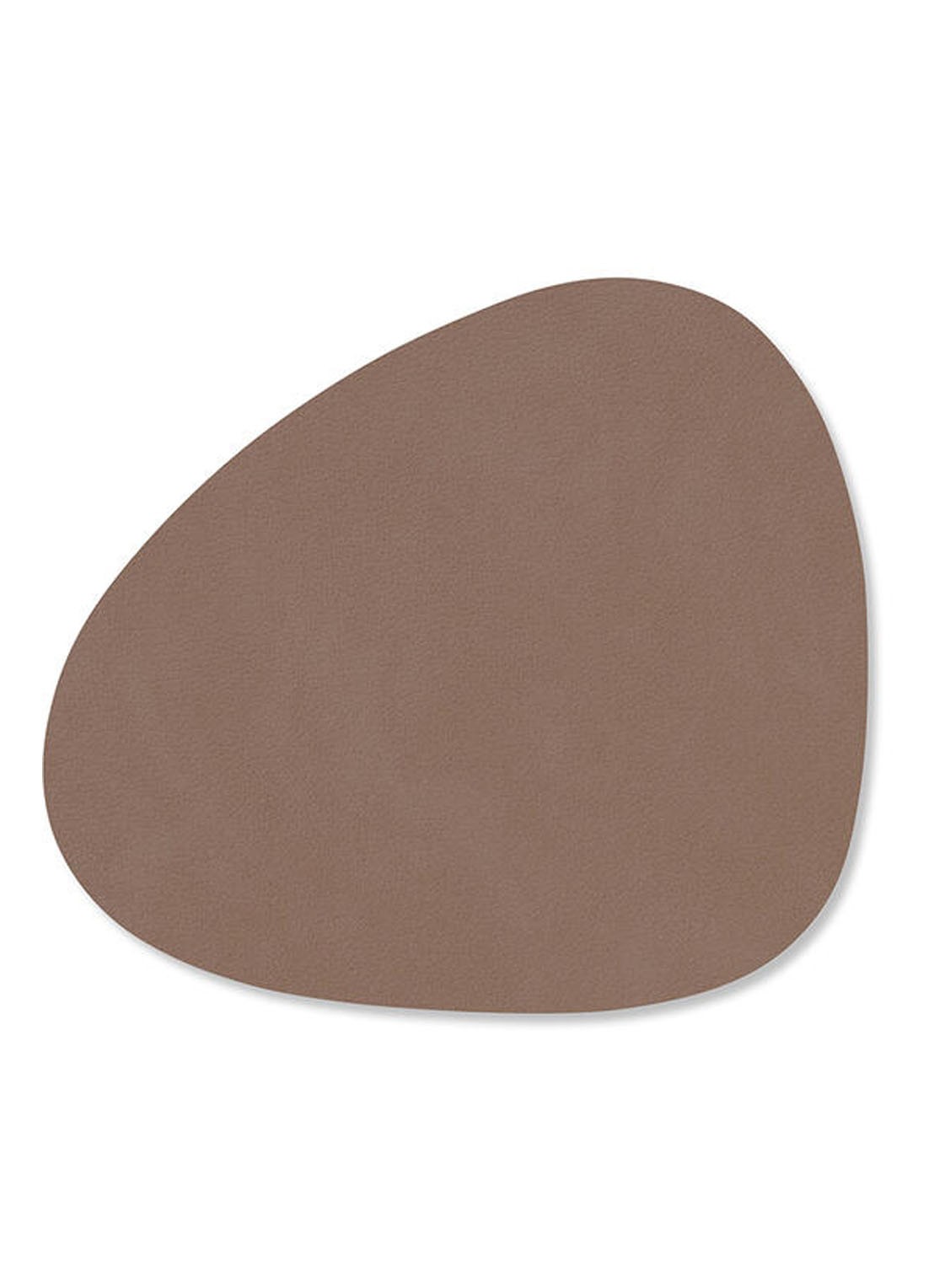LIND DNA Nupo onderzetter van leer  - voorkant 2 taupe