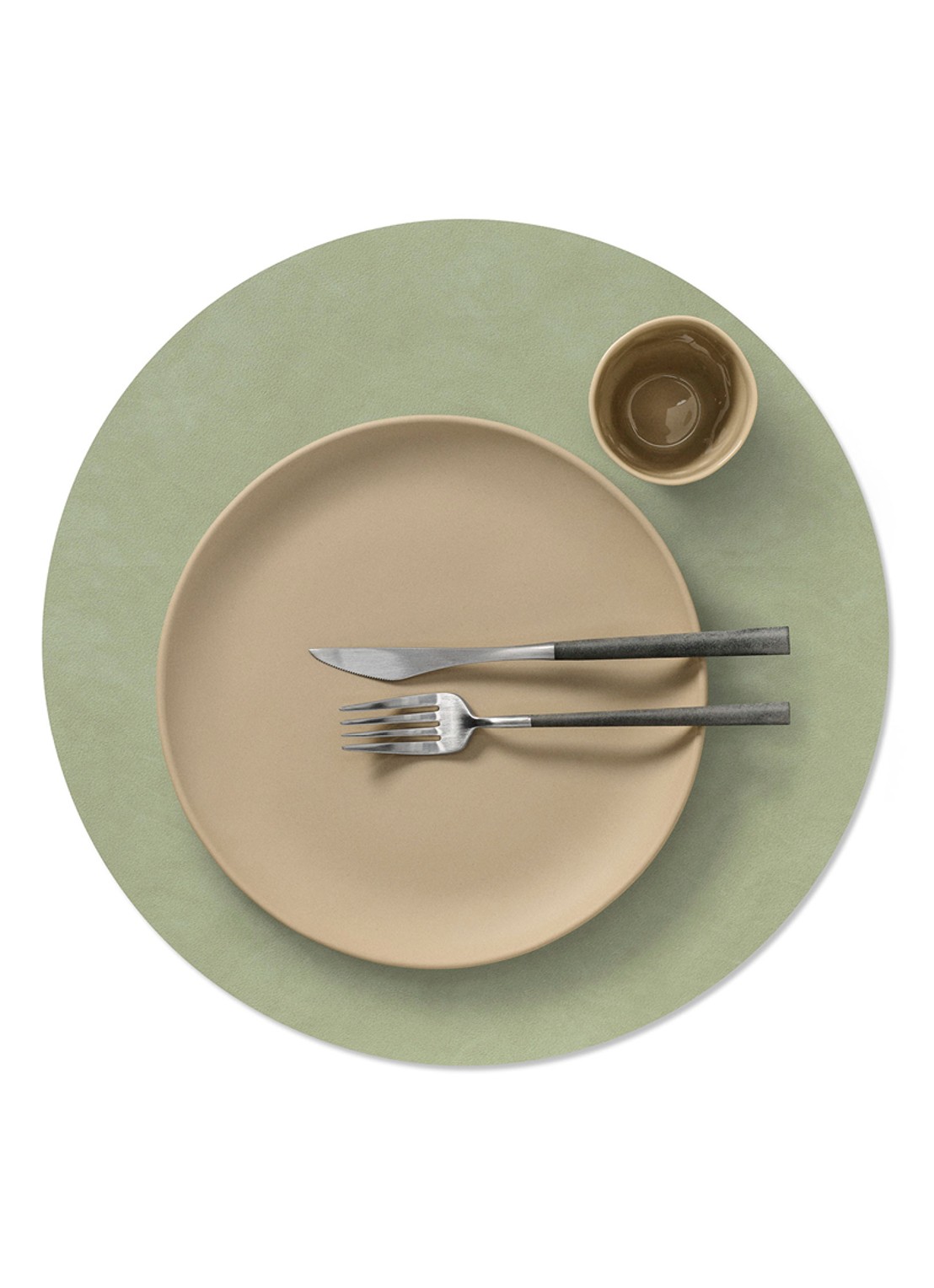 LIND DNA Nupo placemat 40 cm - voorkant 3 olijfgroen