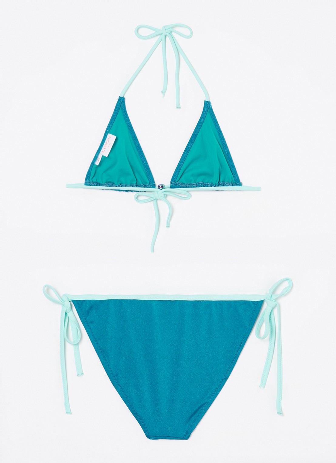 Lison Paris Bermudes bikini met glanzende finish - voorkant 2 zeegroen