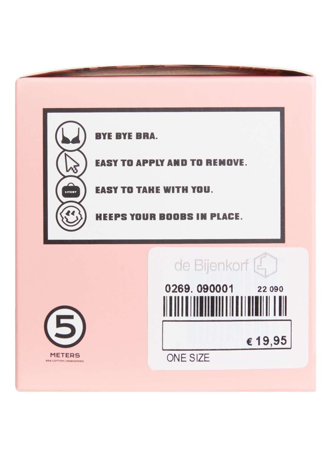 Litchy Boob tape 5 meter - achterkant 2 beige