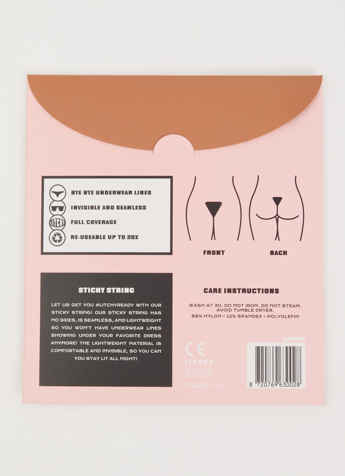 Litchy Sticky plak string - voorkant 2 bruin