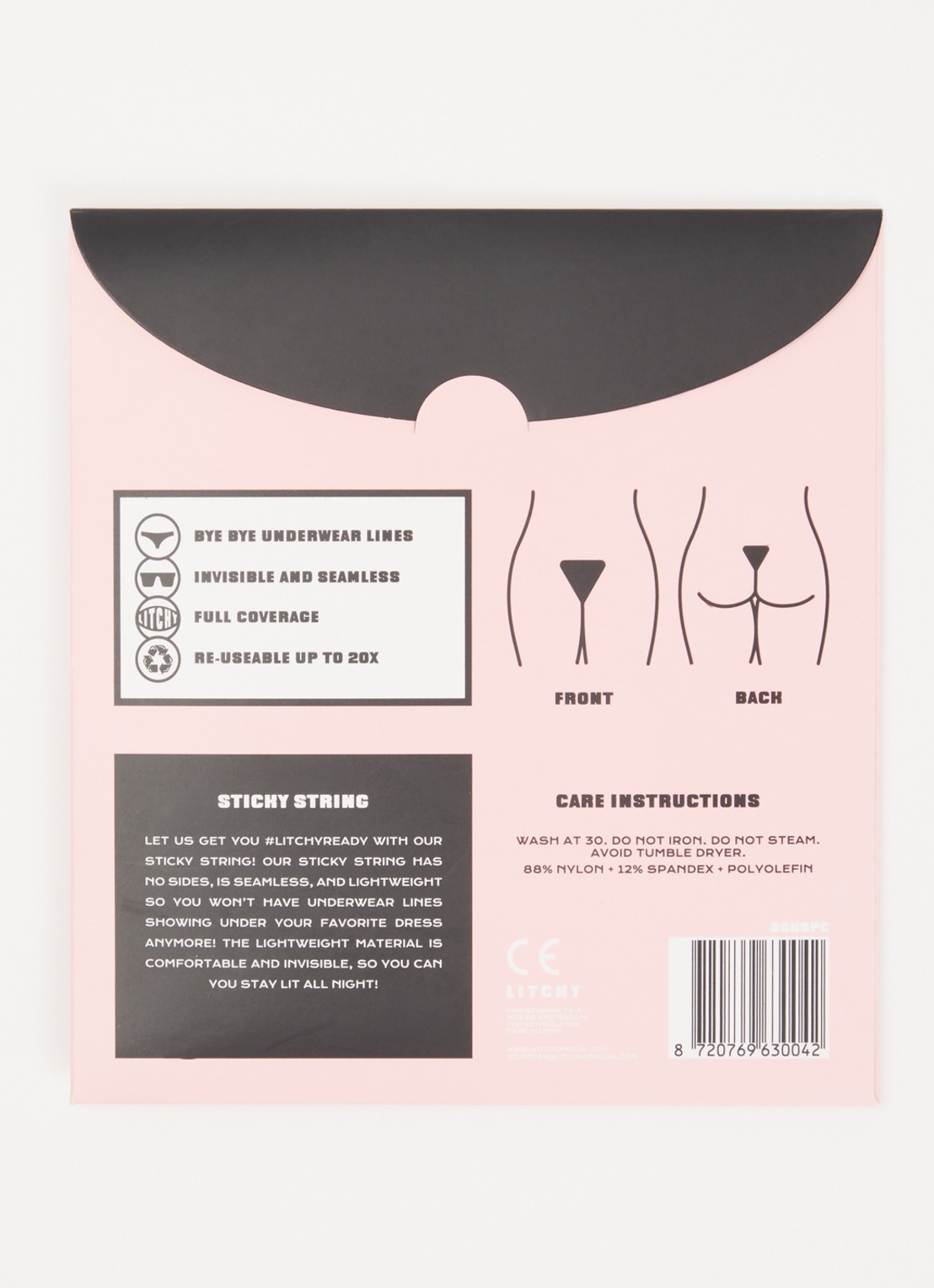 Litchy Sticky plak string - voorkant 2 zwart