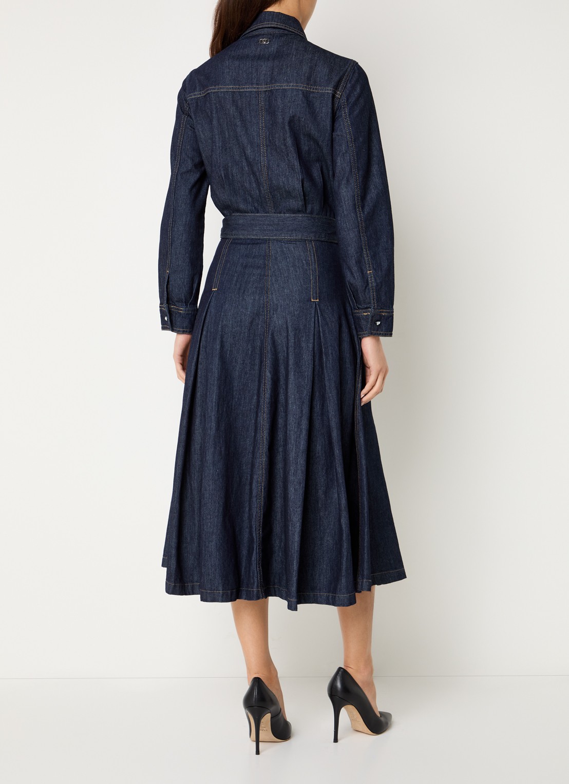 Liu Jo Abito midi denim tuniekjurk met plooidetail - achterkant 4 indigo