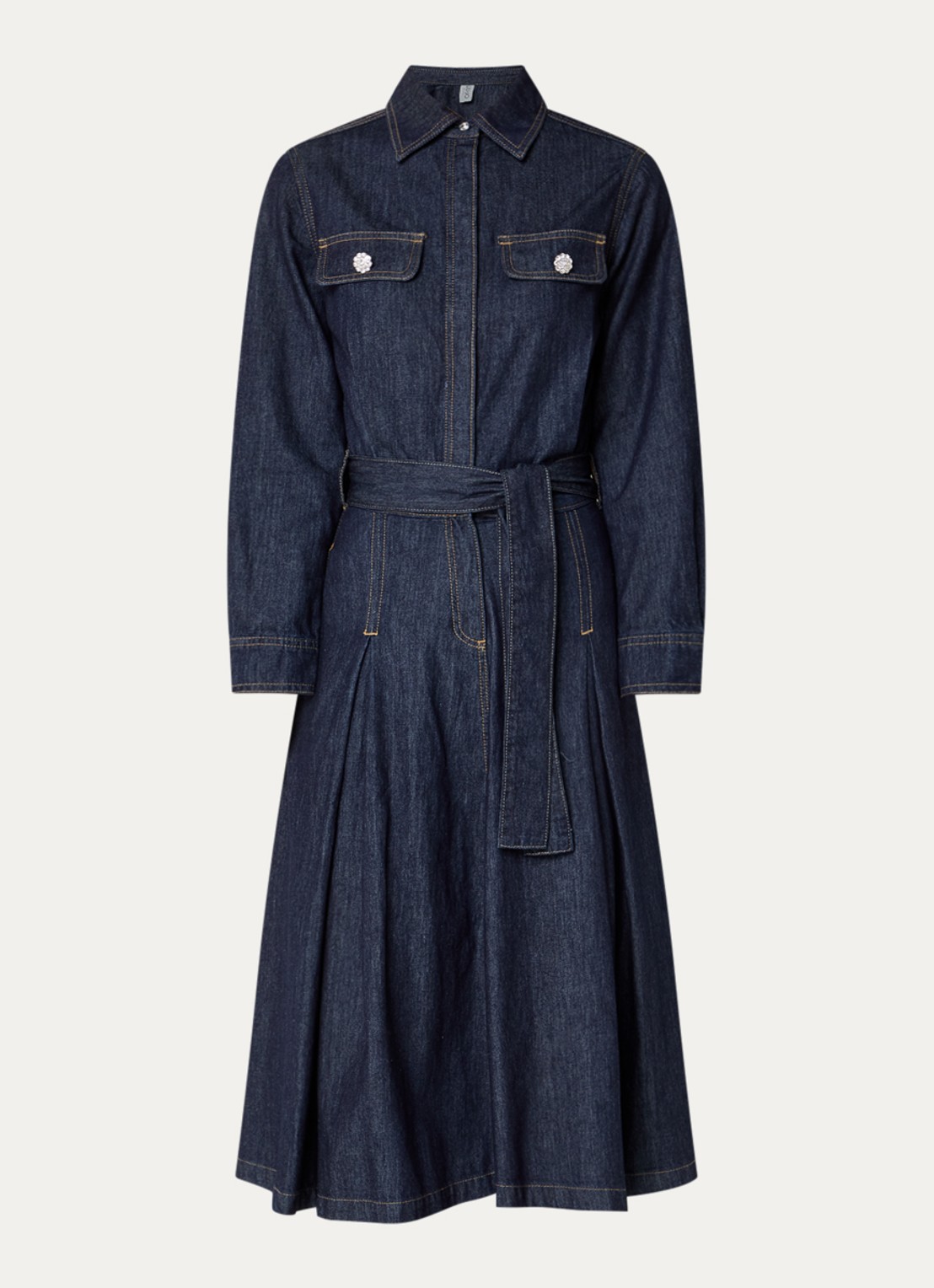 Liu Jo Abito midi denim tuniekjurk met plooidetail - voorkant 2 indigo