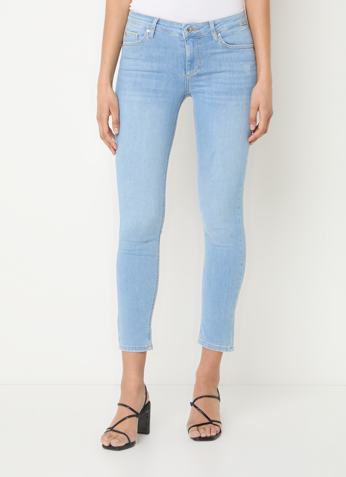 Liu Jo B.Up Divine high waist cropped skinny jeans met lichte wassing - detail indigo