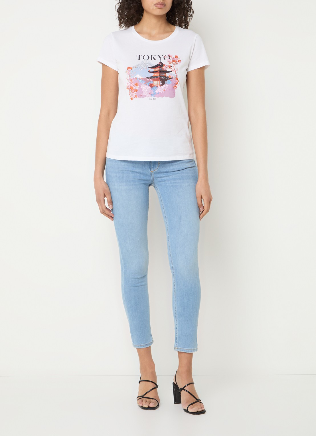 Liu Jo B.Up Divine high waist cropped skinny jeans met lichte wassing - voorkant 5 indigo