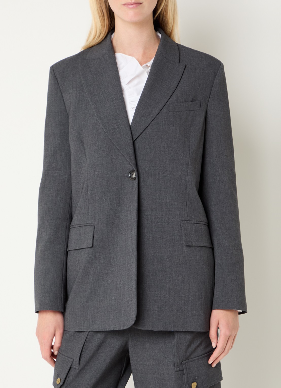 Liu Jo Blazer met klepzakken - detail donkergrijs