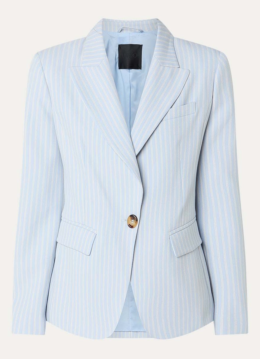 Liu Jo Blazer met lurex en schoudervulling - voorkant 3 lichtblauw