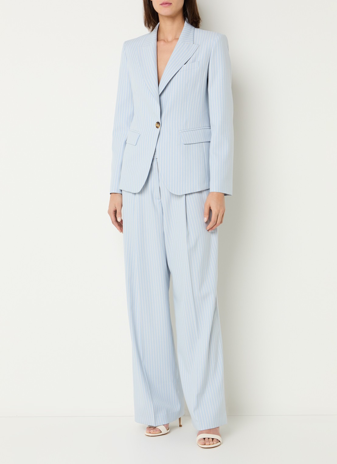 Liu Jo Blazer met lurex en schoudervulling - voorkant 4 lichtblauw