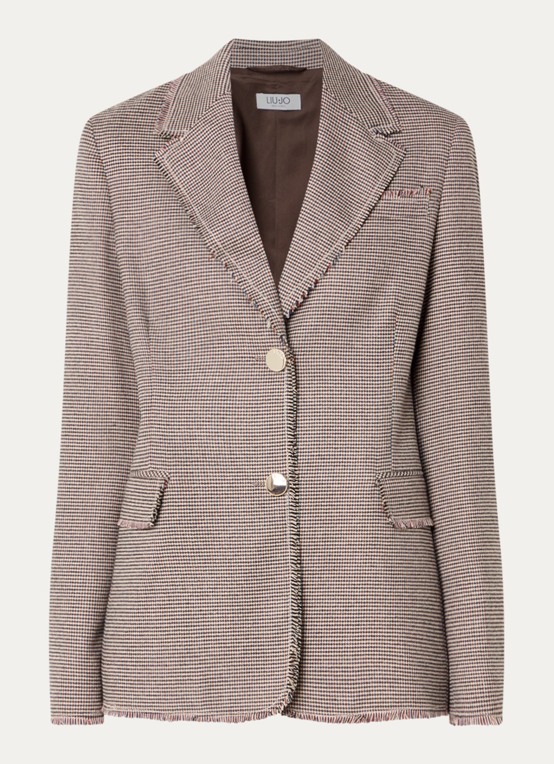 Liu Jo Blazer met pied-de-poule dessin - voorkant 3 camel