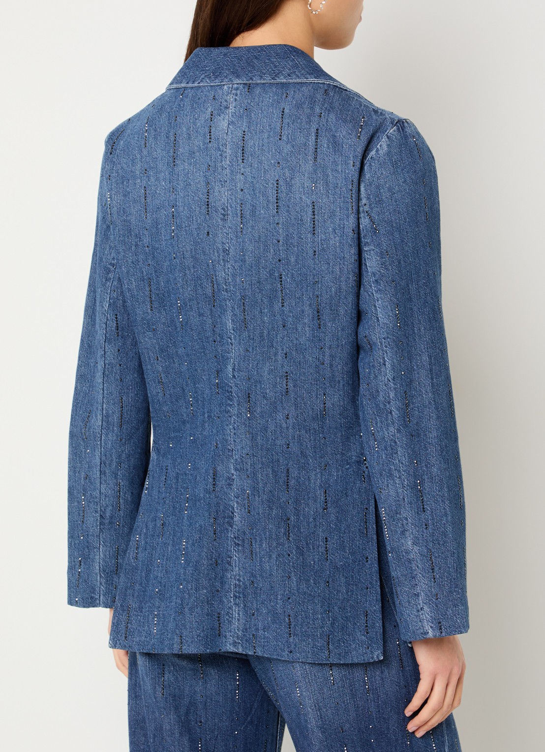 Liu Jo Blazer van denim met strass - achterkant indigo