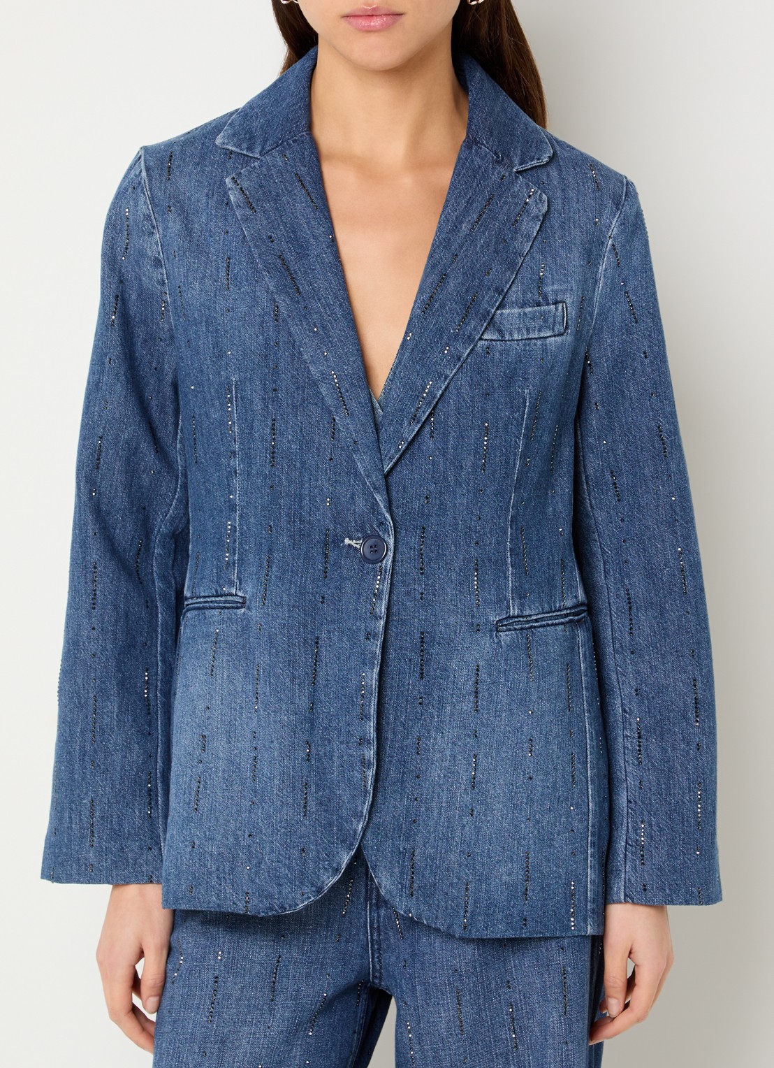 Liu Jo Blazer van denim met strass - detail 2 indigo