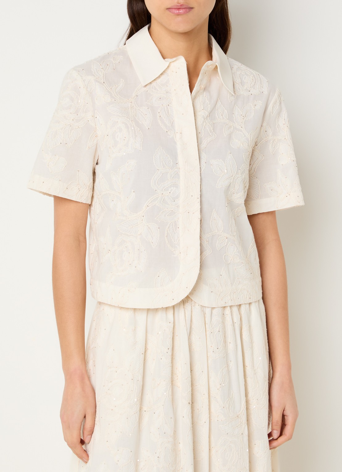 Liu Jo Blouse met bloemborduring - detail 3 creme