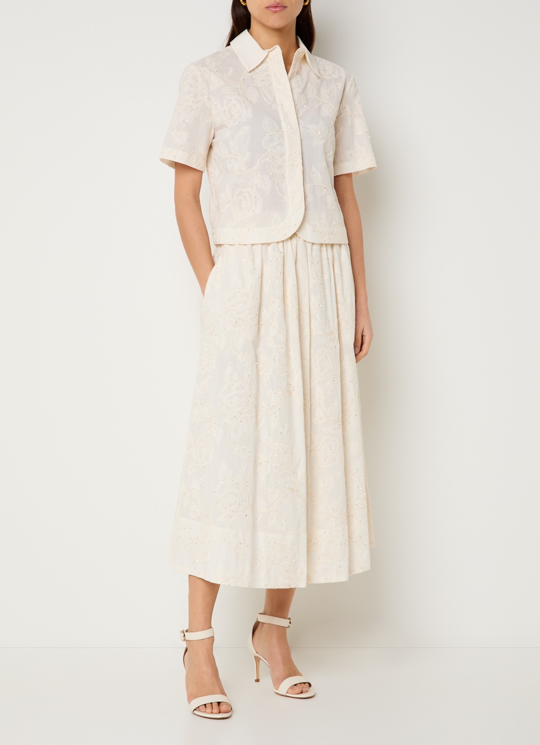 Liu Jo Blouse met bloemborduring - voorkant 2 creme