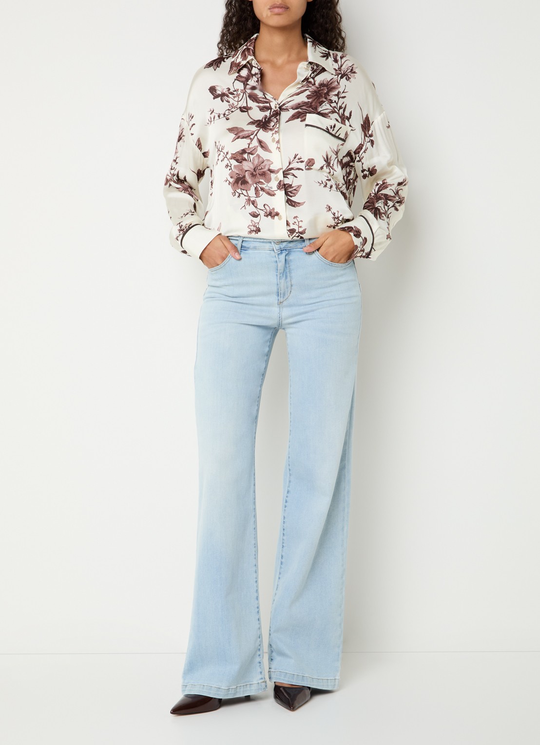 Liu Jo Blouse met bloemenprint - voorkant 2 creme