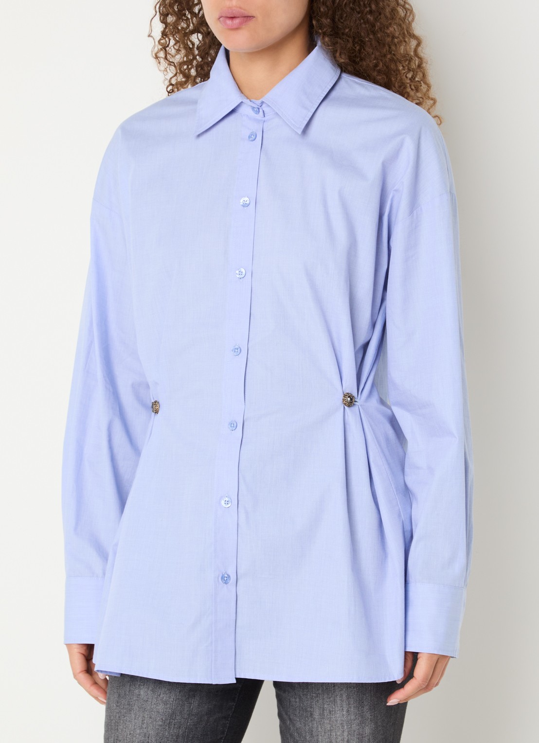 Liu Jo Blouse met kraag - detail 4 blauwgrijs