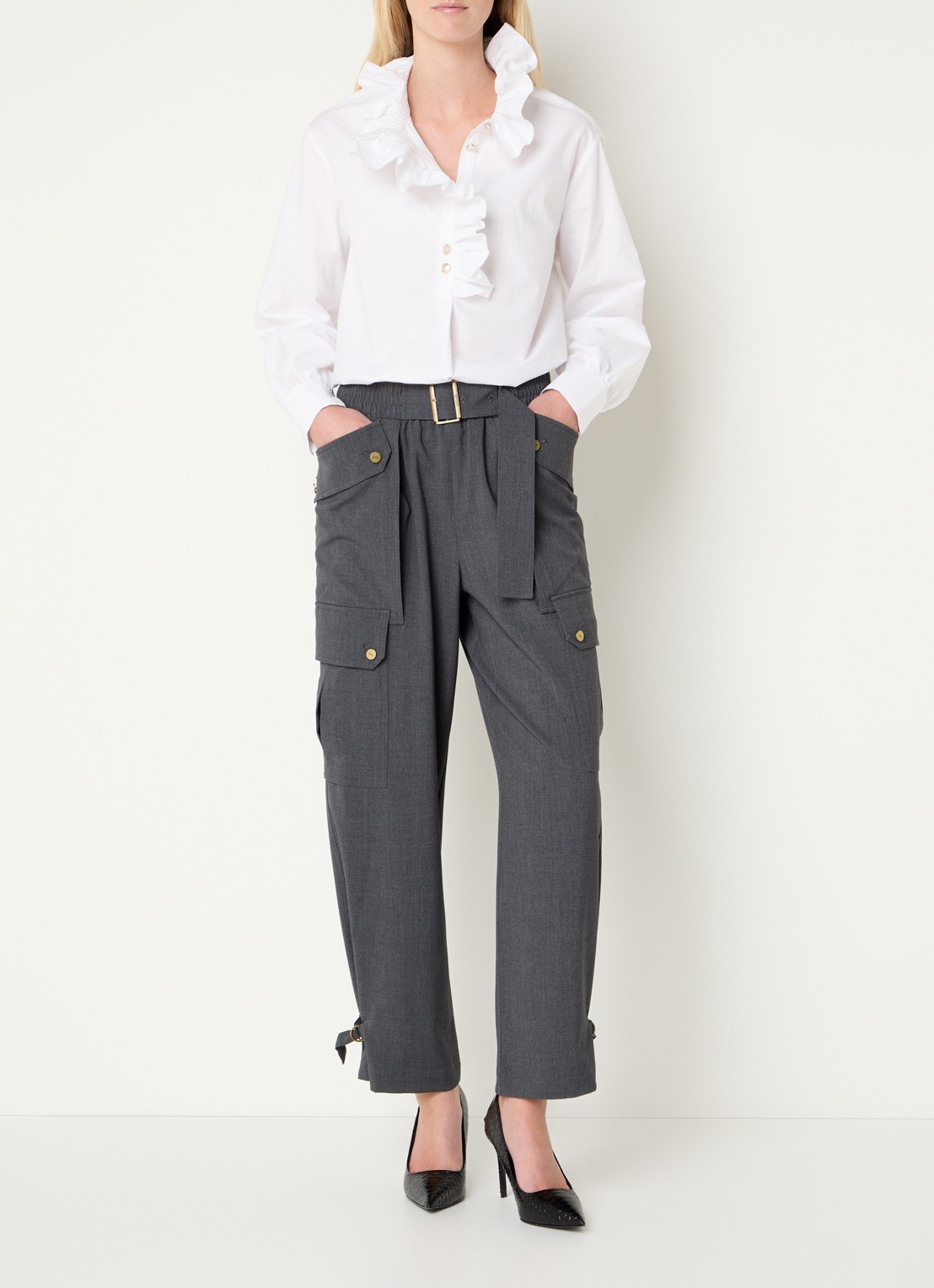 Liu Jo Blouse met opstaande kraag - voorkant 3 wit