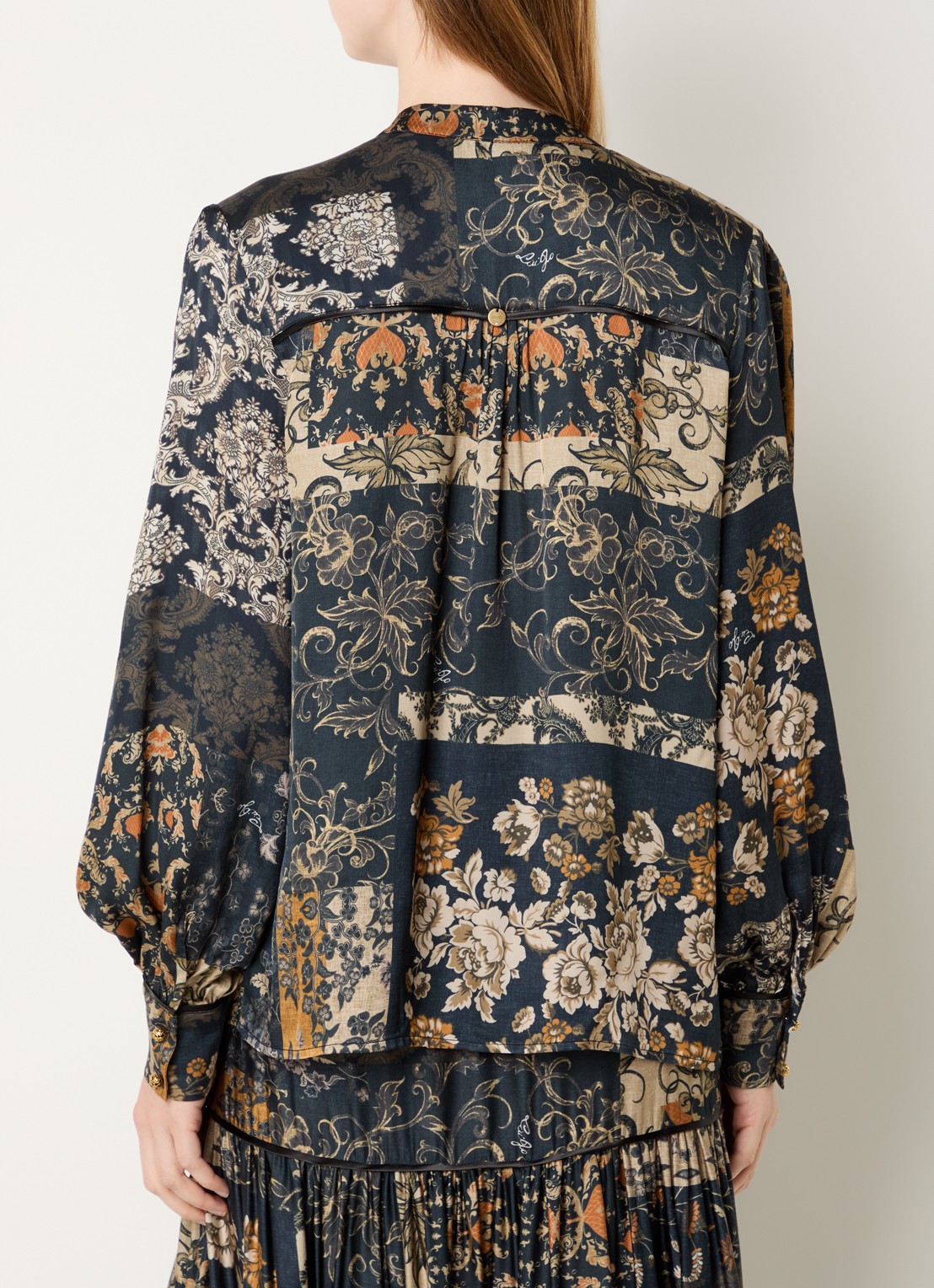Liu Jo Blouse met print en ballonmouw - achterkant donkerblauw