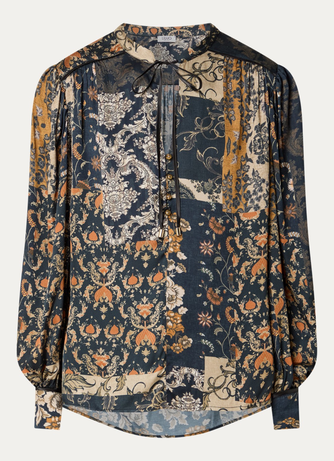 Liu Jo Blouse met print en ballonmouw - voorkant 3 donkerblauw
