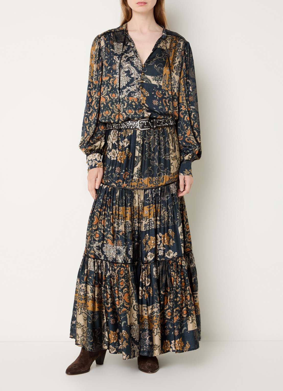Liu Jo Blouse met print en ballonmouw - voorkant 4 donkerblauw