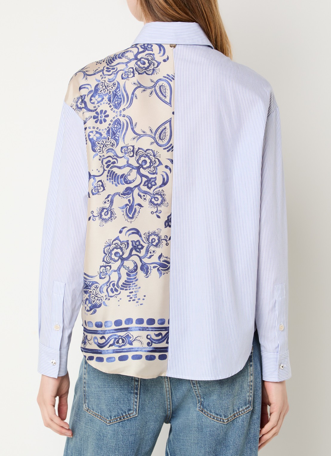 Liu Jo Blouse met print en borstzak - achterkant blauwgrijs