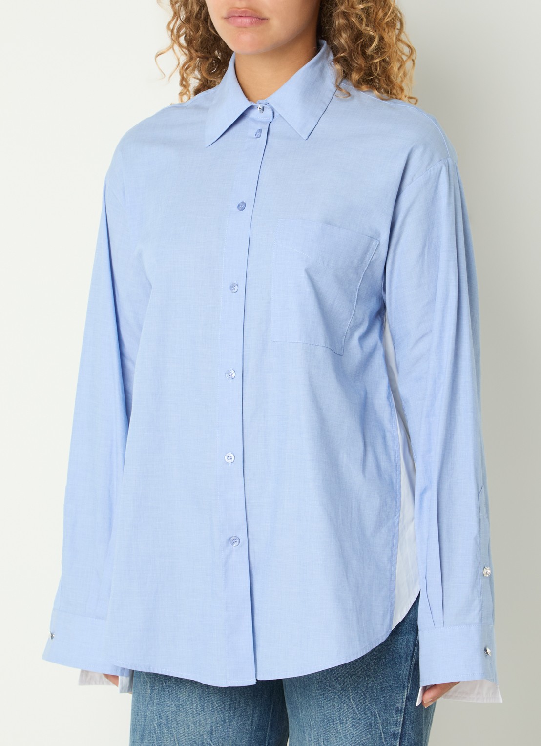 Liu Jo Blouse met split - detail 3 staalblauw