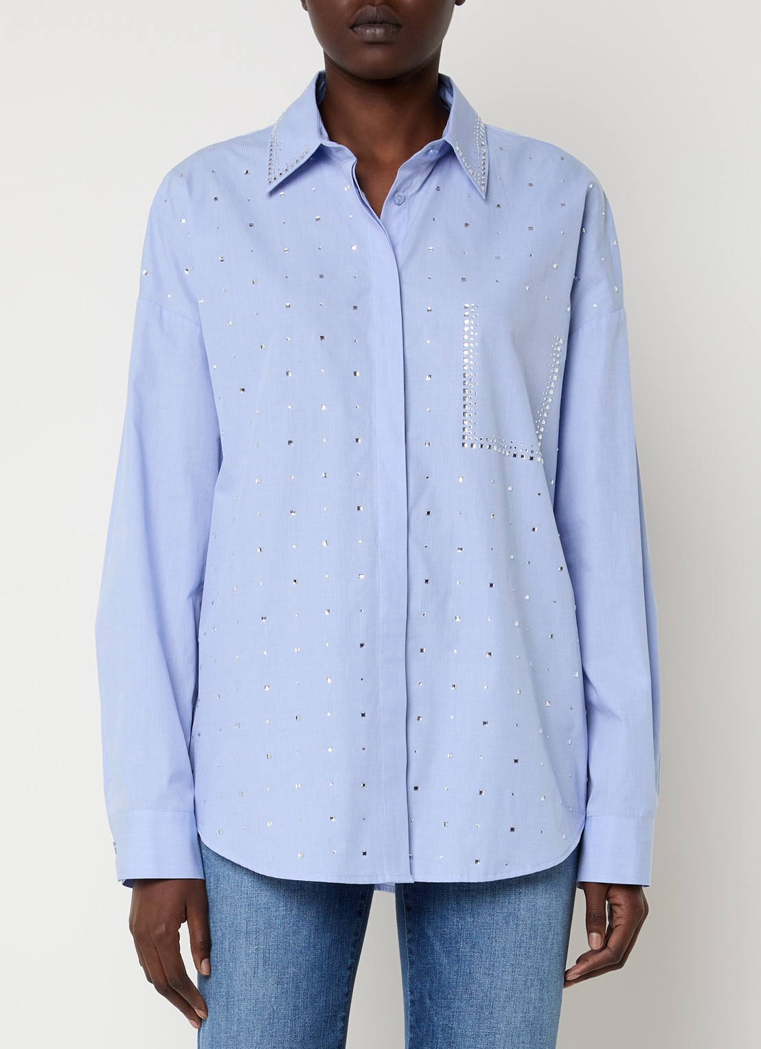 Liu Jo Blouse met strass - detail 4 lichtblauw