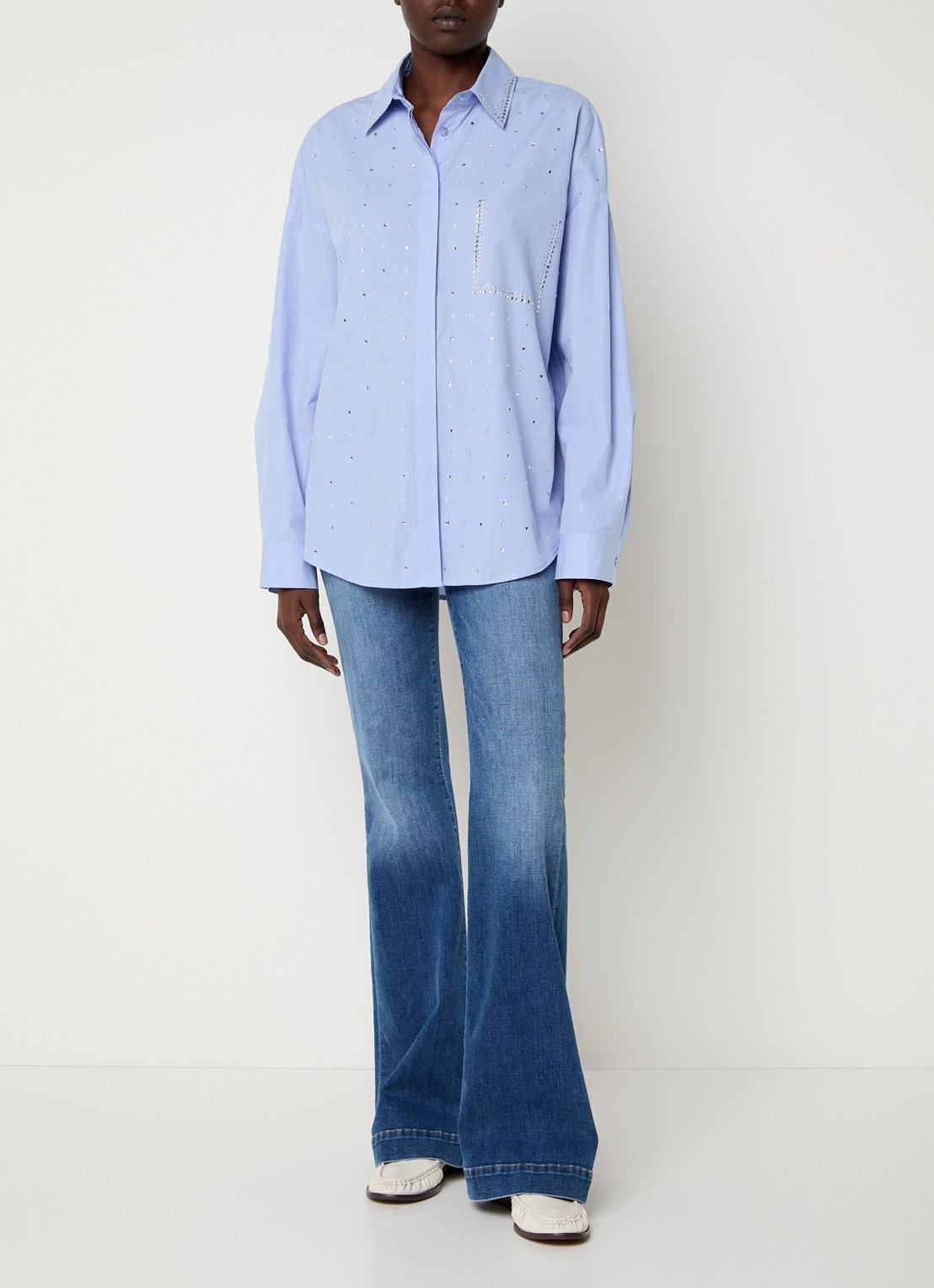 Liu Jo Blouse met strass - voorkant 3 lichtblauw