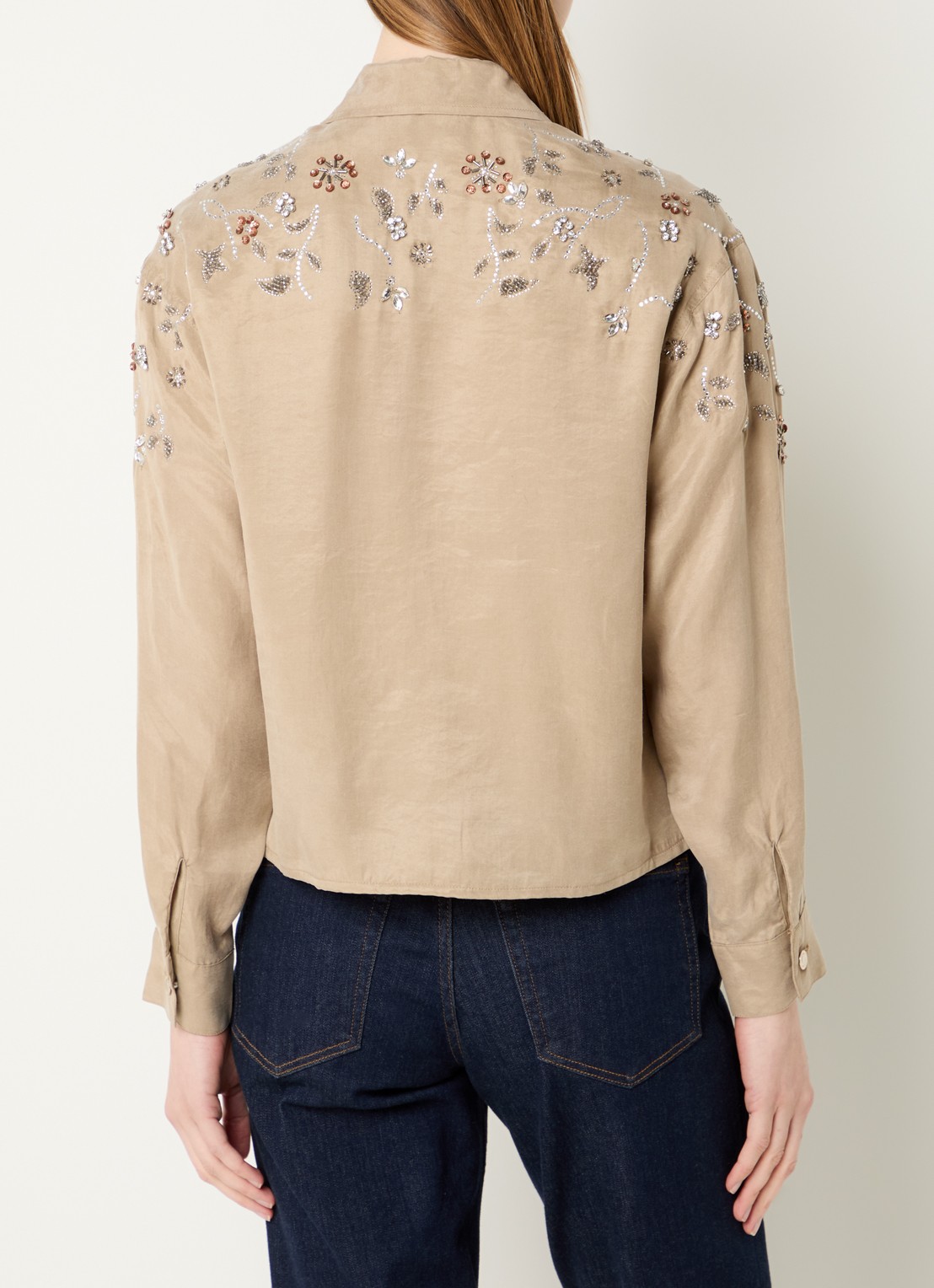 Liu Jo Blouse met strass - achterkant 4 donkerbeige