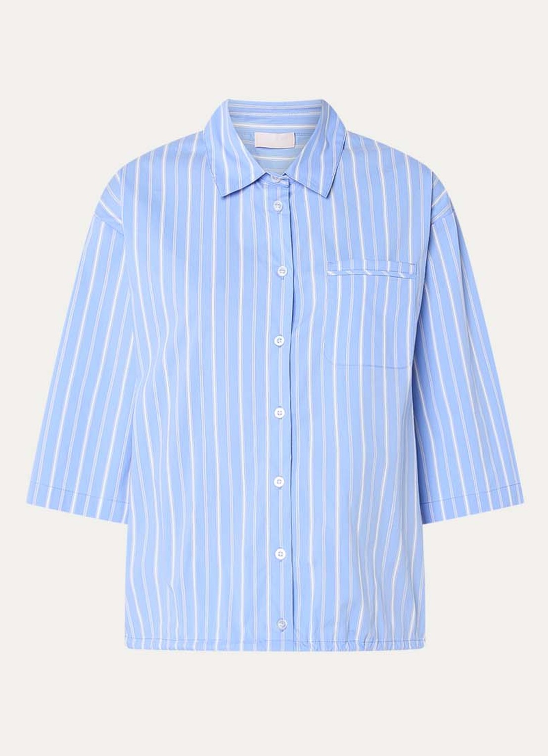 Liu Jo Blouse met streepprint en trekkoord - voorkant donkerblauw