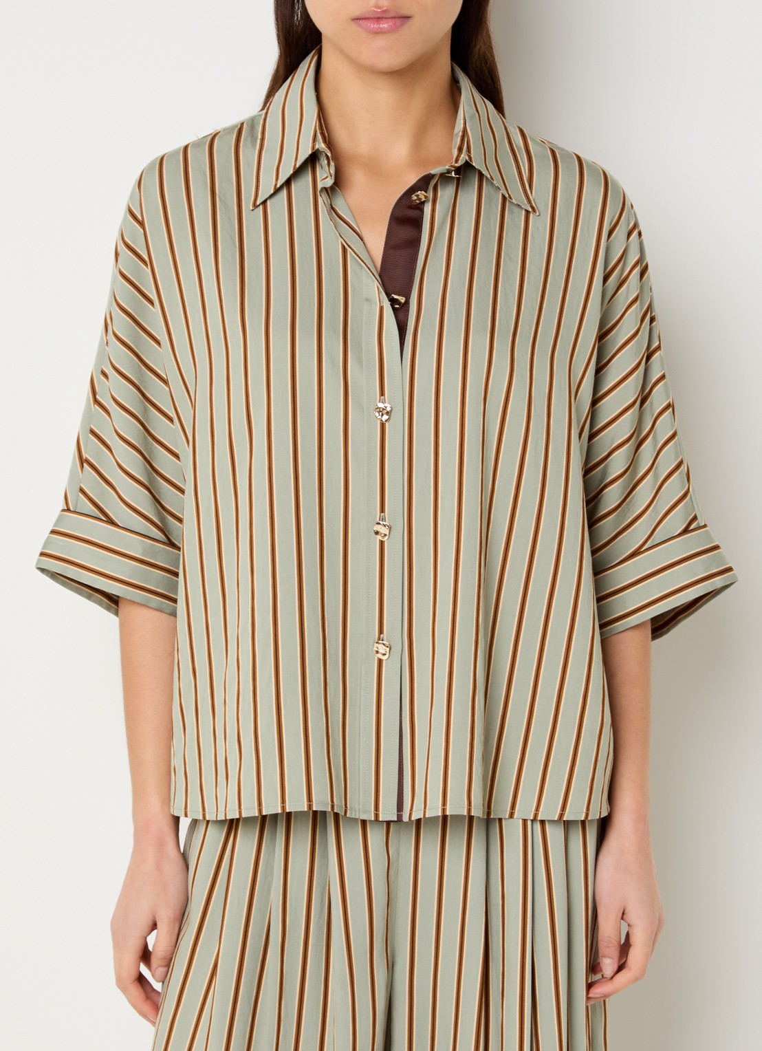 Liu Jo Blouse met streepprint - detail 4 lindegroen