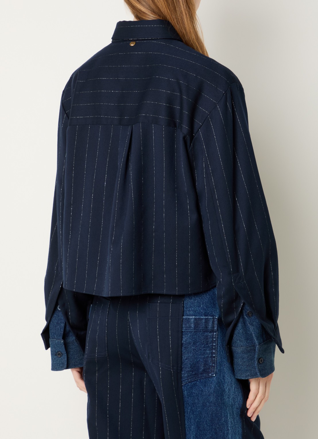 Liu Jo Blouse met streepprint - achterkant donkerblauw