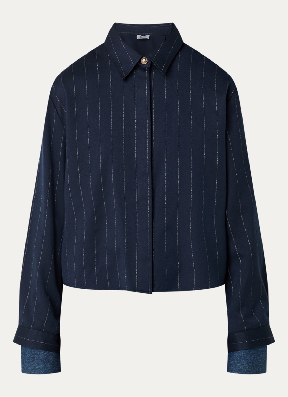 Liu Jo Blouse met streepprint - voorkant 2 donkerblauw