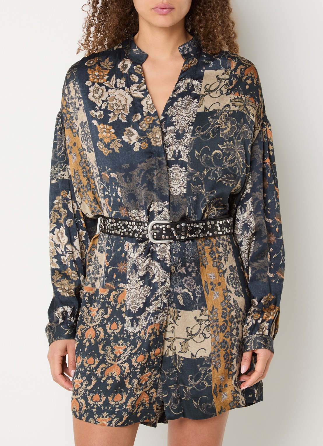 Liu Jo Blousejurk met print en ceintuur - detail 2 donkerblauw
