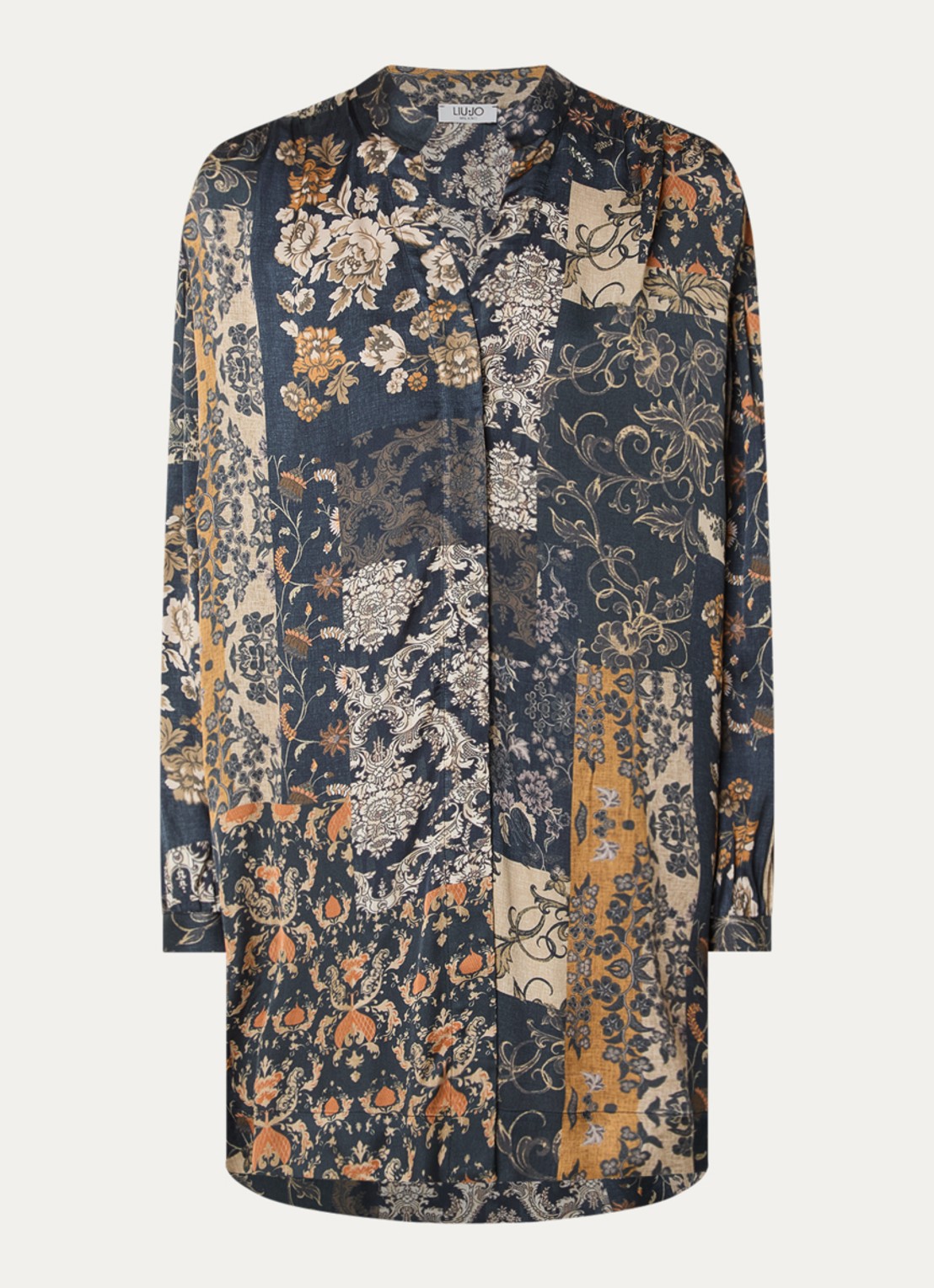 Liu Jo Blousejurk met print en ceintuur - voorkant 3 donkerblauw