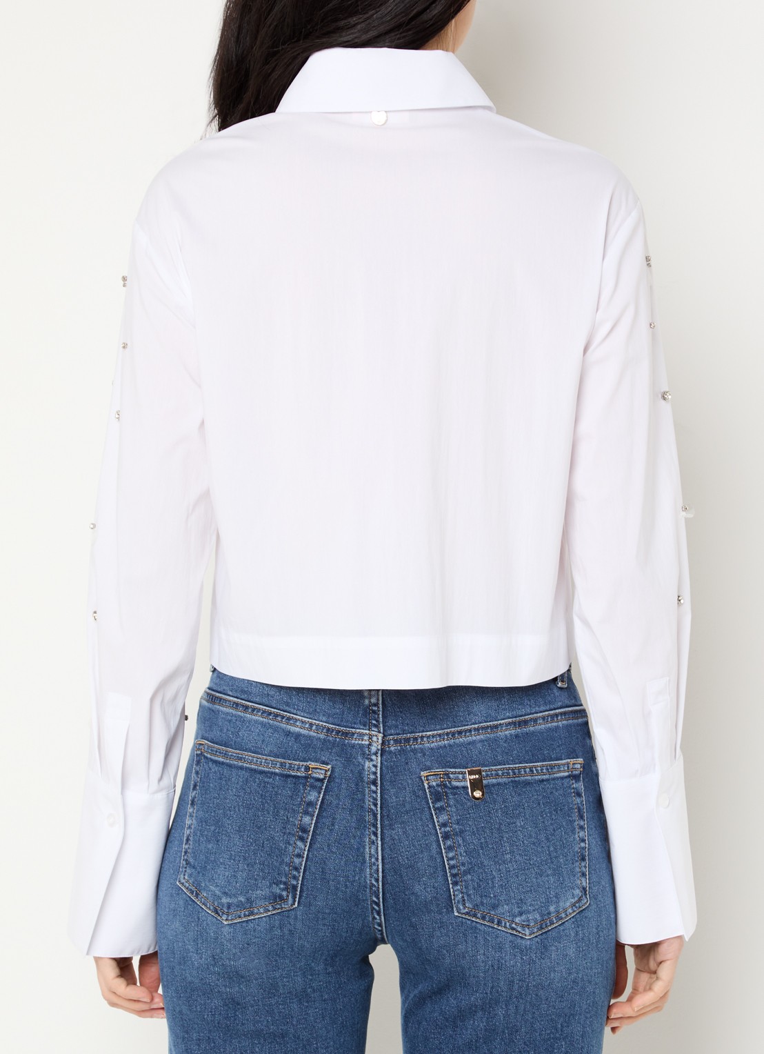 Liu Jo Cropped blouse met strass - achterkant wit