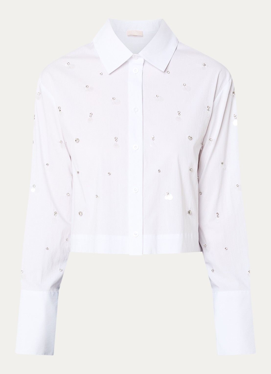 Liu Jo Cropped blouse met strass - voorkant 2 wit