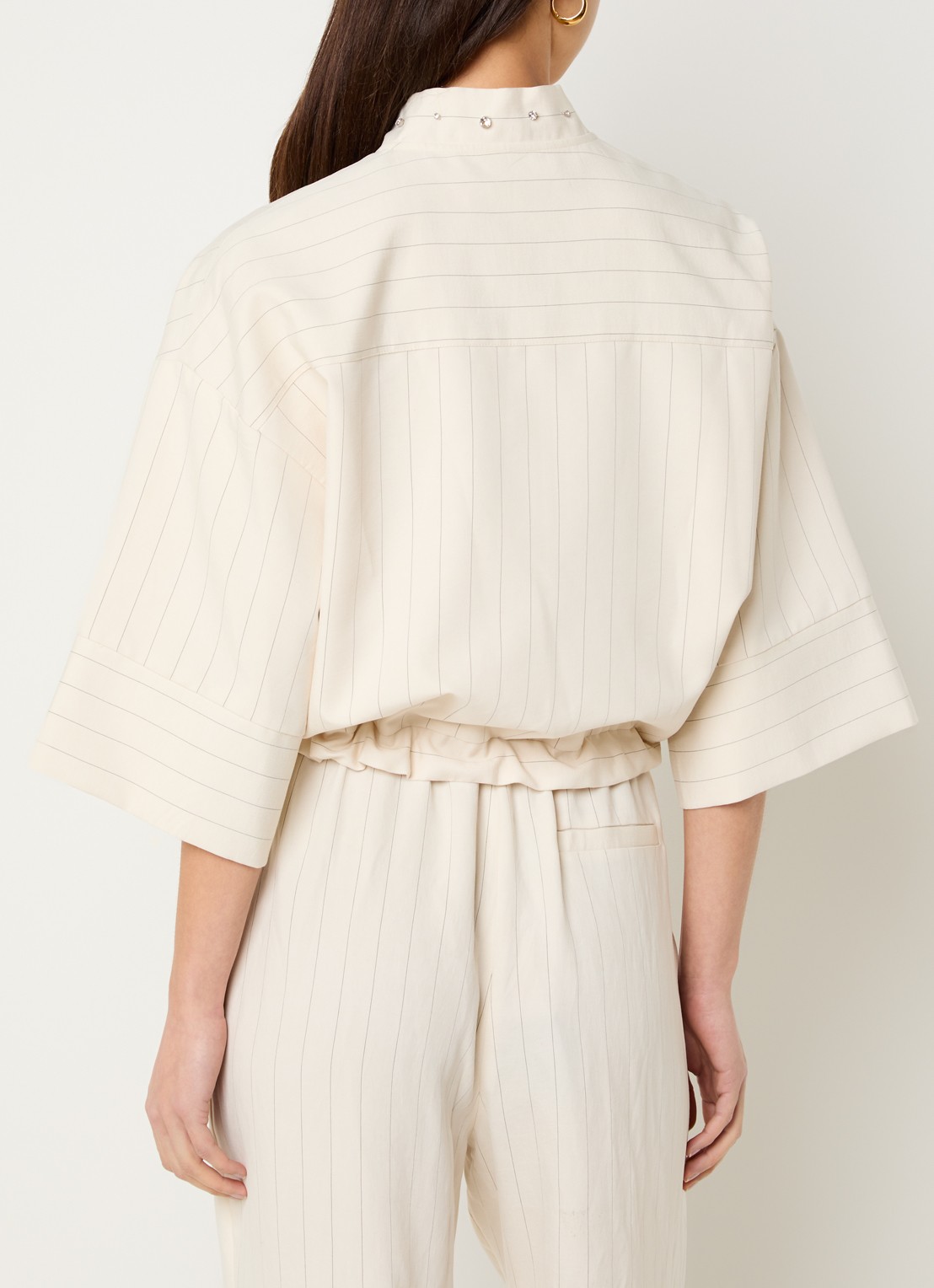 Liu Jo Cropped jack met streepprint en borstzakken - achterkant 4 creme
