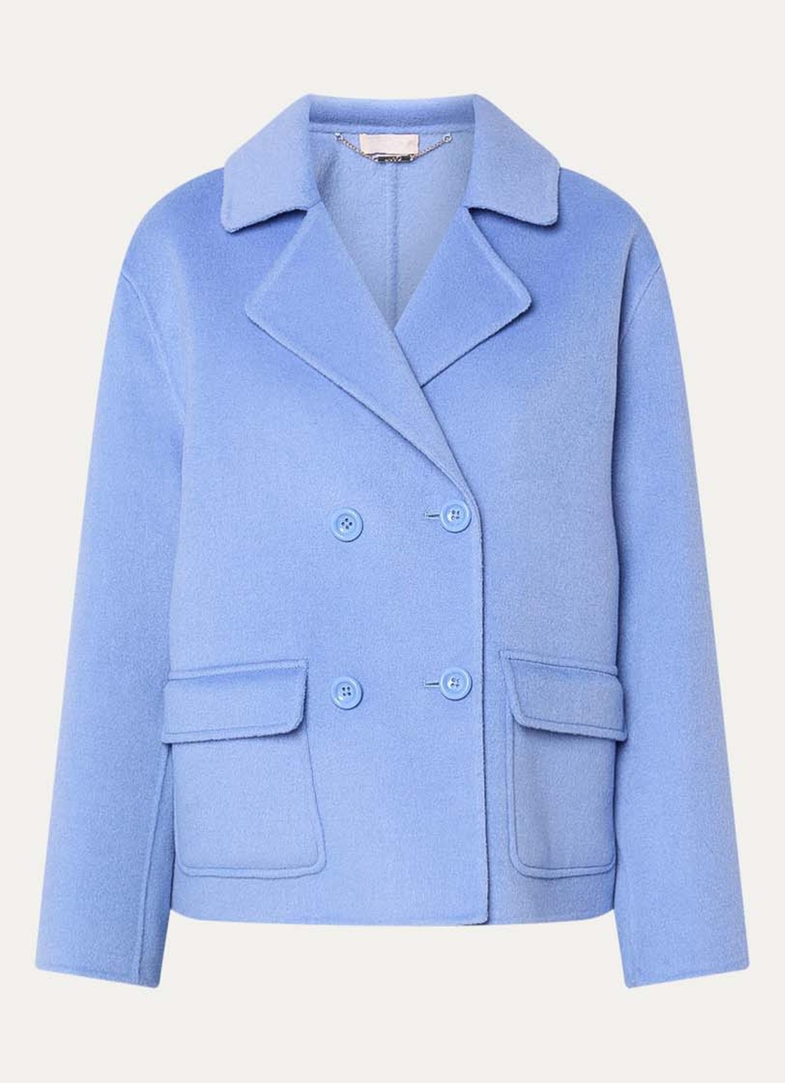 Liu Jo Double-breasted mantel in wolblend met klepzakken - voorkant 3 donkerblauw