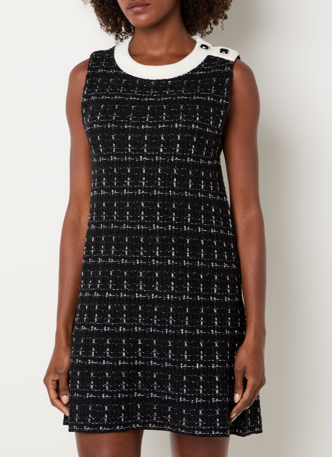 Liu Jo Fijngebreide mini jurk met lurex - detail zwart