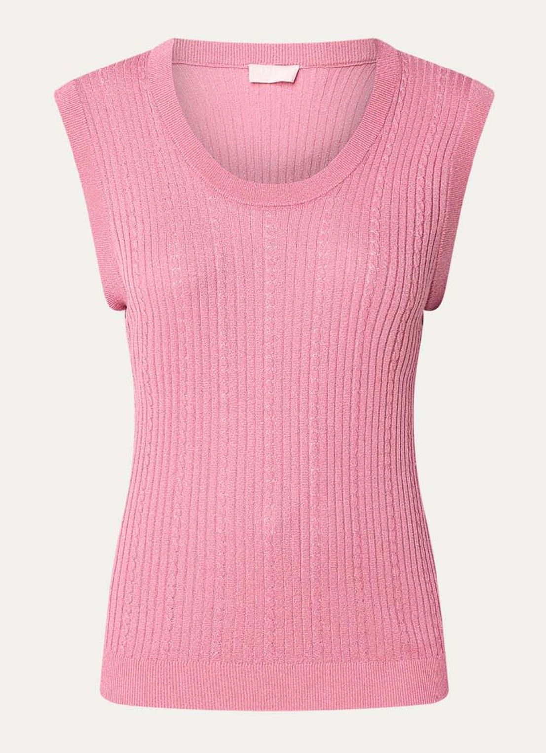 Liu Jo Fijngebreide mouwloze top met lurex - voorkant roze