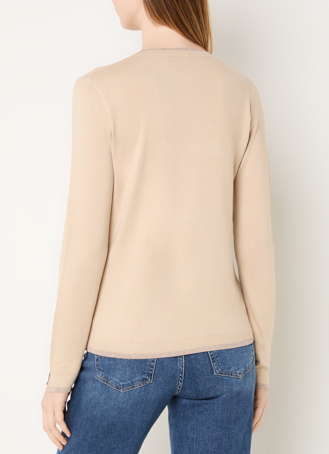 Liu Jo Fijngebreide pullover met strass - achterkant 2 beige