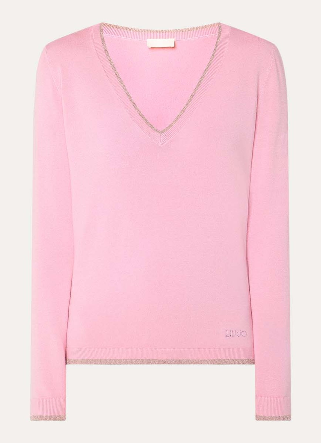 Liu Jo Fijngebreide pullover met strass - voorkant 2 roze
